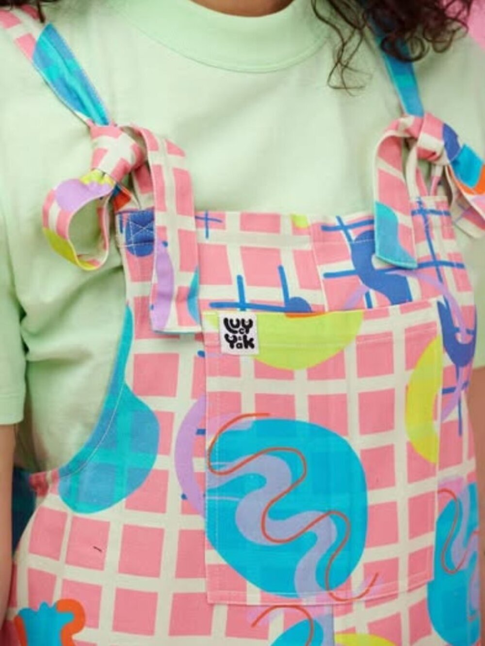 Lucy & Yak Original Dungarees Zachary Print UK 12 EUC Organic Twill L,E.